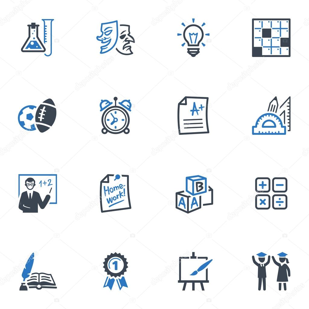 School and Education Icons Set 4 - Blue Series