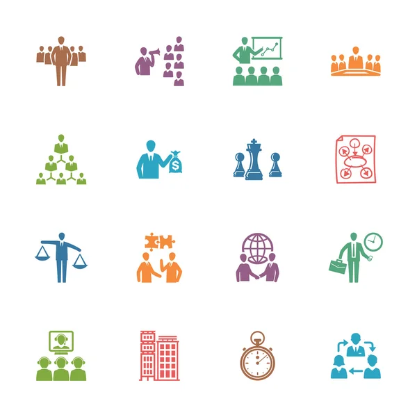 Iconos de gestión y negocios - Serie de colores — Archivo Imágenes Vectoriales
