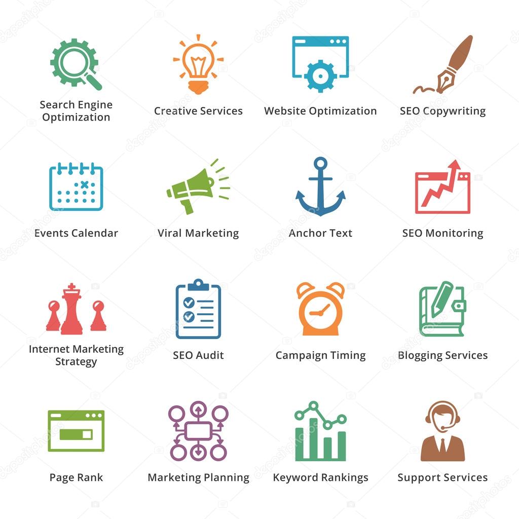 SEO & Internet Marketing Icons Set 5 - Colored Series