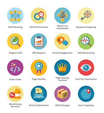 SEO & internet pazarlama düz Icons set 4 - kabarcık serisi