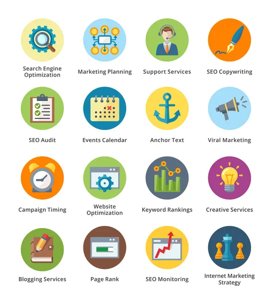 Seo & Internet Marketing Flat Icons Set 5 - Bubble Series — Stockvektor