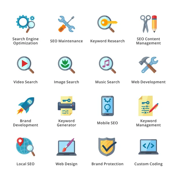 SEO & Internet Marketing Flat Icons - Set 1 — Stockvektor