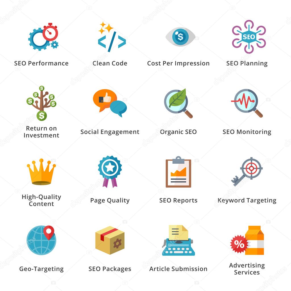 SEO & Internet Marketing Flat Icons - Set 4