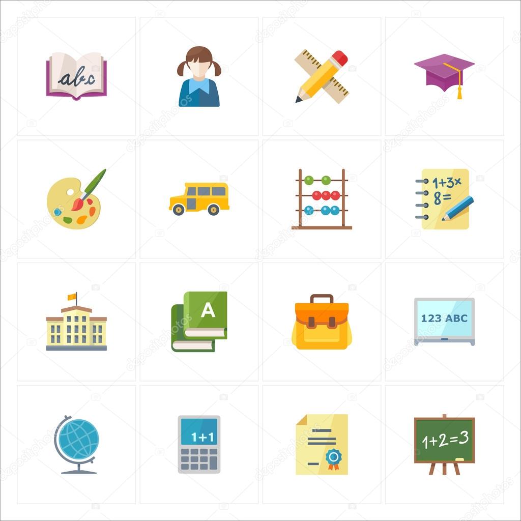 Flat Education Icons - Set 1