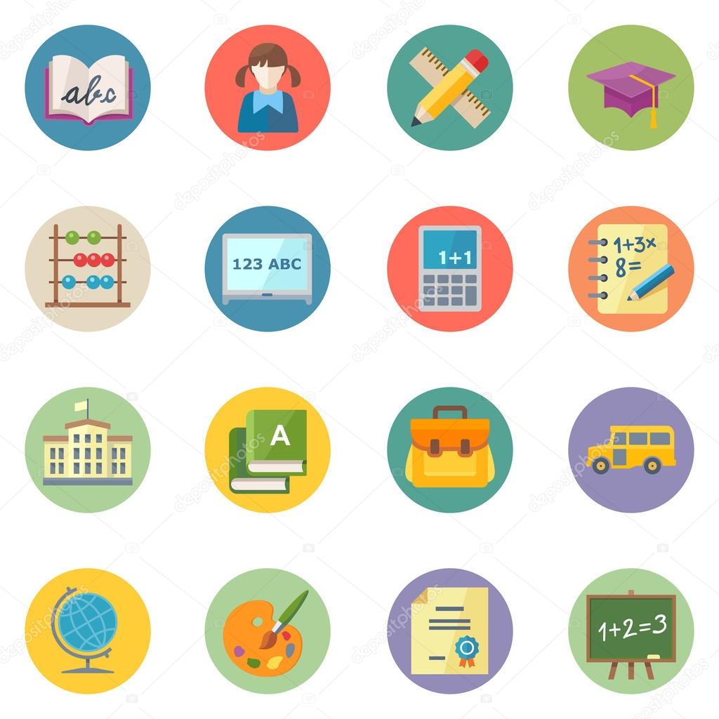 Flat Education Icons Set 1 - Dot Series