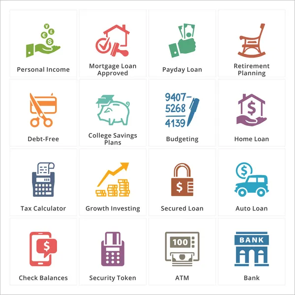 Icônes de finances personnelles et d'affaires - Set 2 Illustrations De Stock Libres De Droits