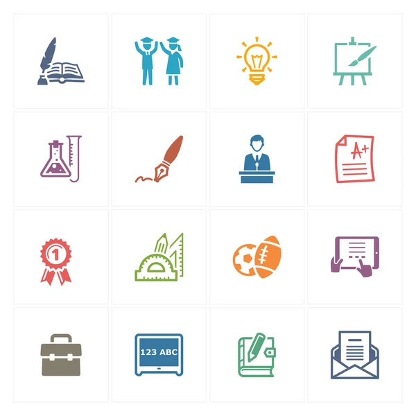 School & Education Icons Set 4 - Colored Series — ストックベクタ