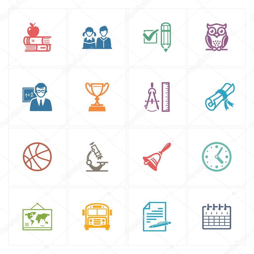 School & Education Icons Set 3 - Colored Series