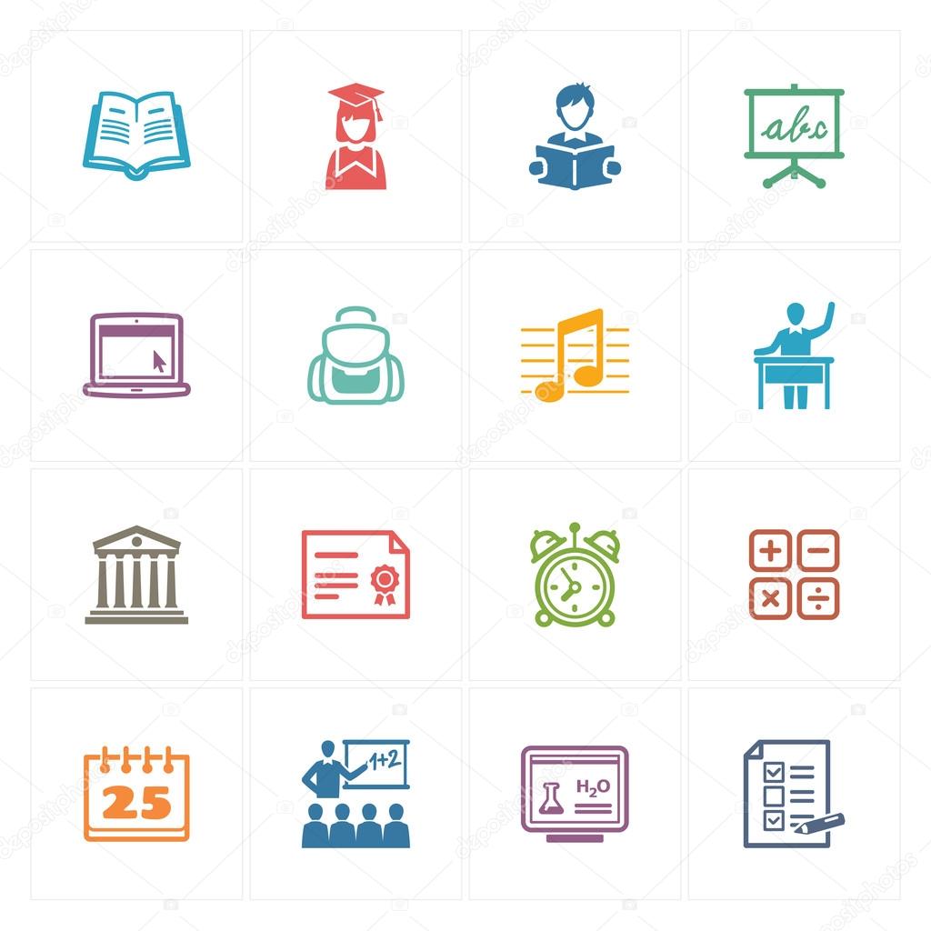School & Education Icons Set 2 - Colored Series