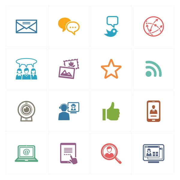 Sosyal Medya Icons set 1 - renkli serisi — Stok Vektör