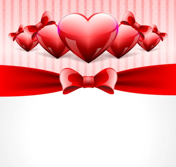 Postal con corazones brillantes — Vector de stock