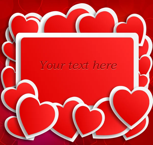 红色的明信片，用红色的心 — 图库矢量图片#