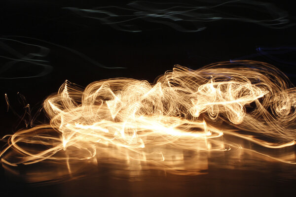 Abstract painting flames on a fire fiery show