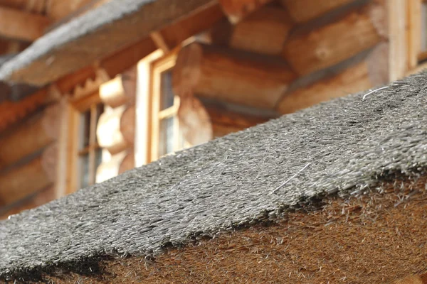 ahşap bir evde thatched çatı