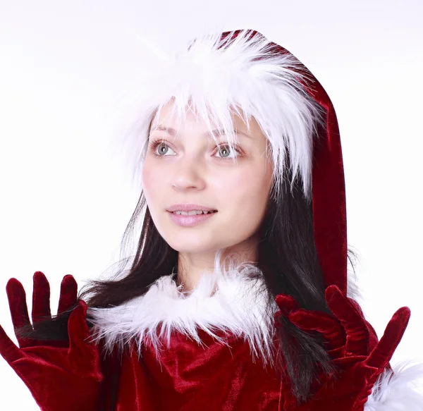 Christmas young girl looking up — Stock Photo, Image