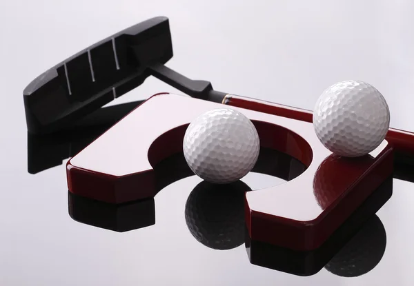 För golf, golfclub, bollar och hål — Stockfoto