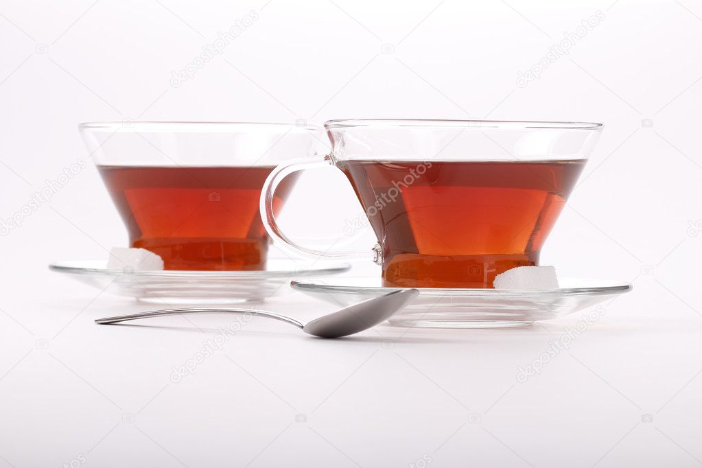Two elegant cups of black tea