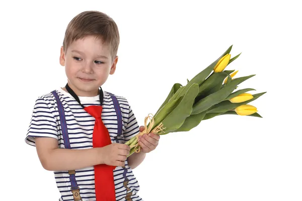 Child with bouquet — Stock Photo, Image