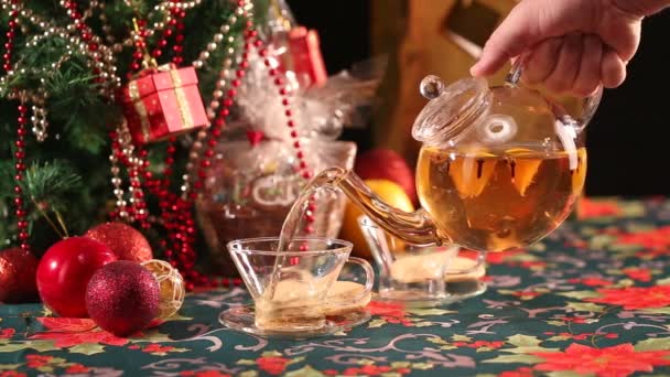 Чай и Рождество — стоковое видео