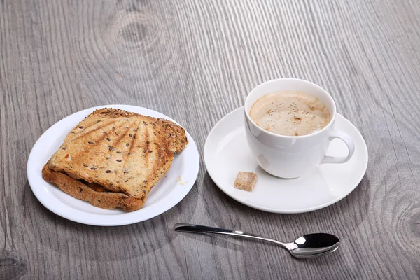 Coffee and hot sandwich — Stock Photo, Image