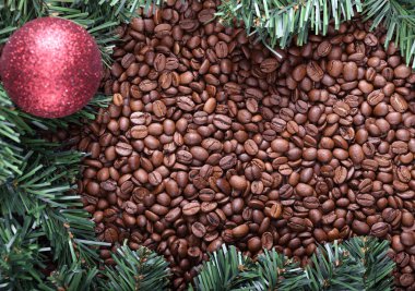 Noel ağacı ve kahve arka plan