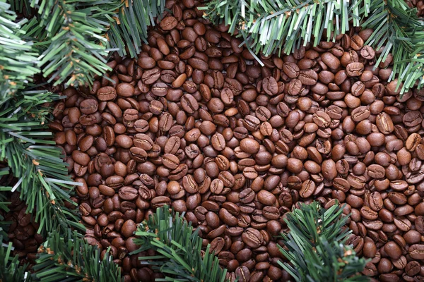 Albero di Natale e sfondo caffè — Foto Stock