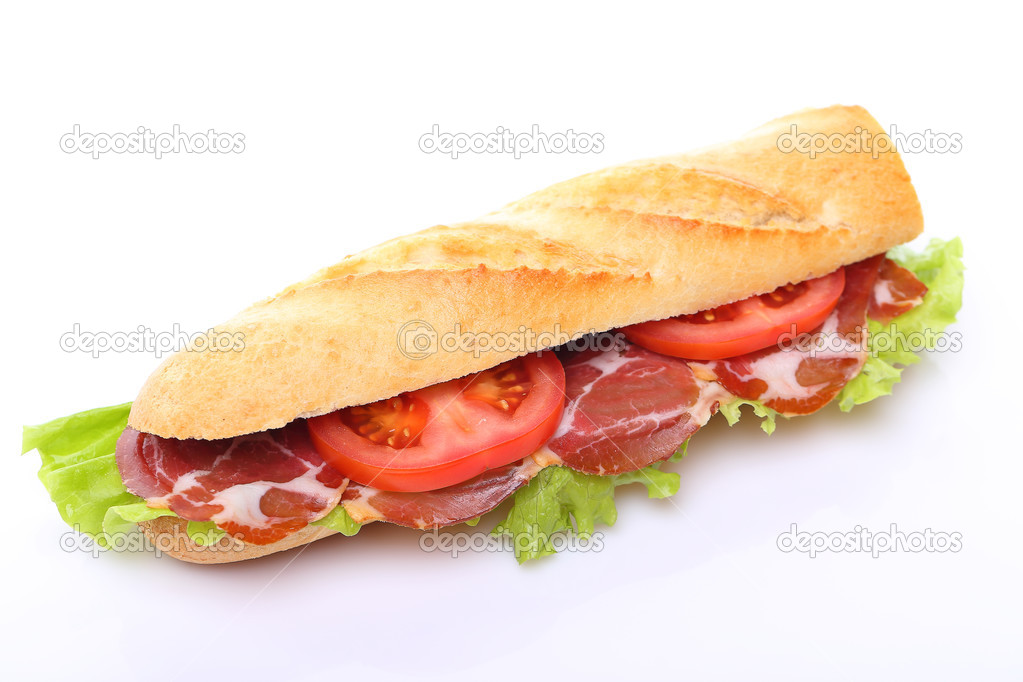 Sandwich with ham and tomato