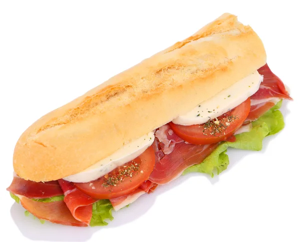 Sandwich with ham, tomato and mozzarella — Stock Photo, Image
