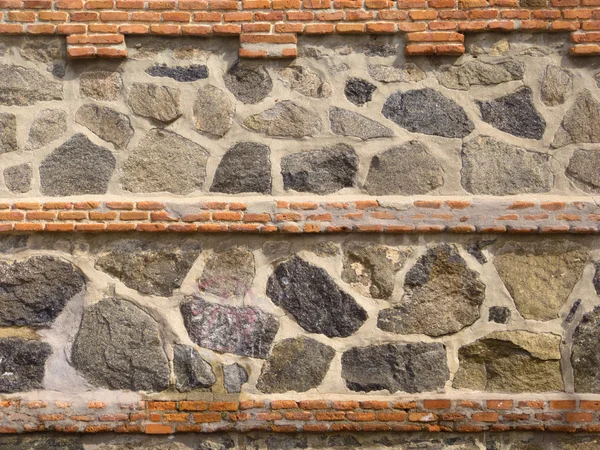 Stará kamenná a cihlová zeď — Stock fotografie