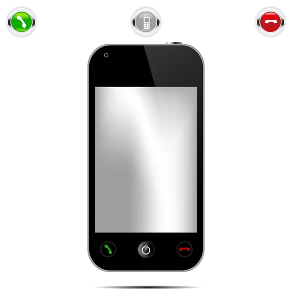 Realistic mobile phone with blank screen isolated on white background. Vector eps10 illustration — Stock Vector