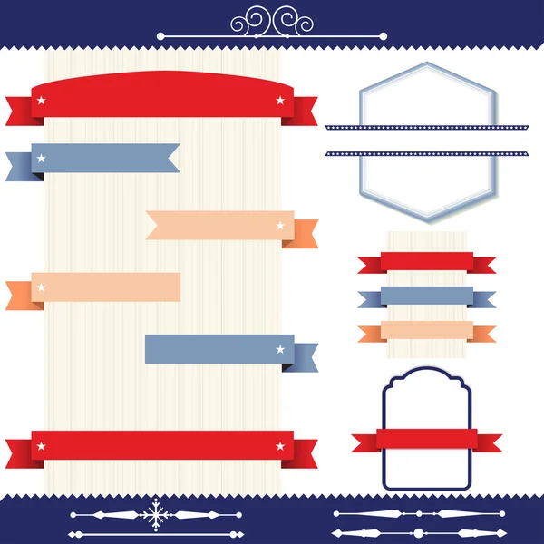 Set of retro ribbons and labels — Stock Vector