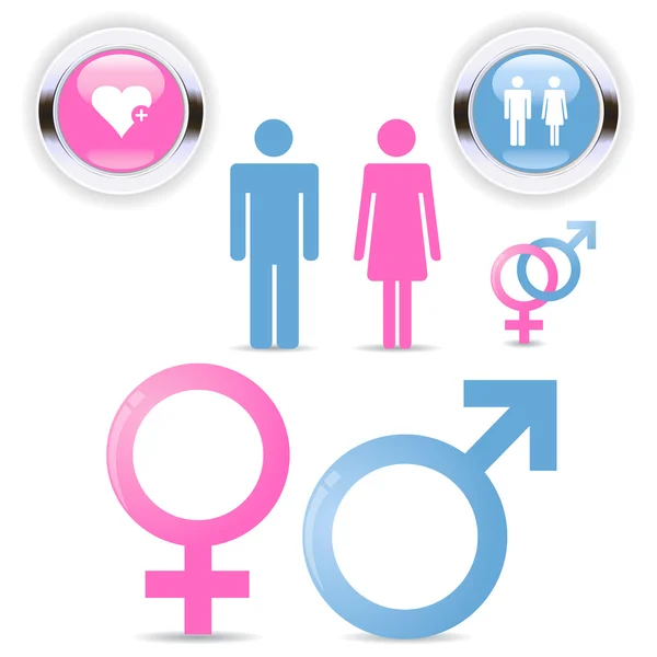 Erkek ve kadın sembolü ilişki ayarla — Stockvector