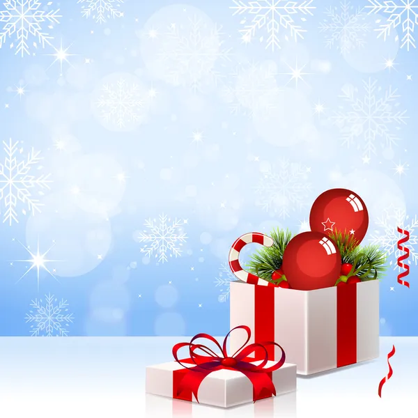 Різдвяний фон з подарунковою коробкою - ілюстрація — стоковий вектор