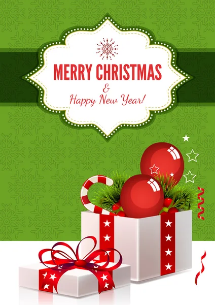 Fond de Noël avec boîte cadeau - Illustration — Image vectorielle