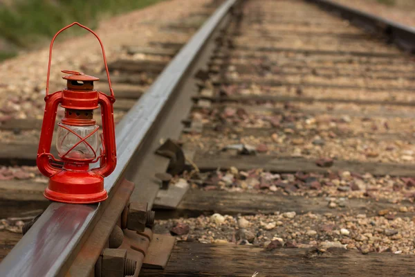 Old Time lamp on Track — Stock Photo, Image