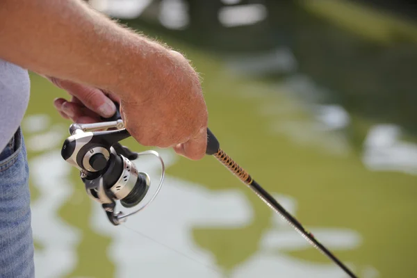 Holding a fishing pole