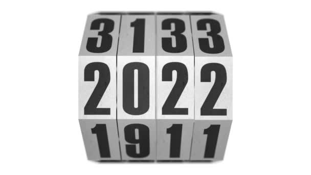 Contador Mecânico Rotativo Vintage Muda 2021 Para 2026 Tecla Branca — Vídeo de Stock
