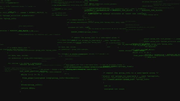 Код Програмування Фон Зелений Набраний Чорному Екрані Плоский Статичний Дисплей — стокове відео