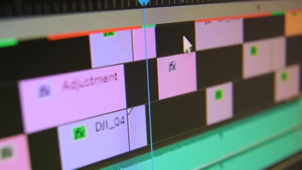 Modifica Della Timeline Nel Software Editing Film Accorciare Clip Schermo — Video Stock