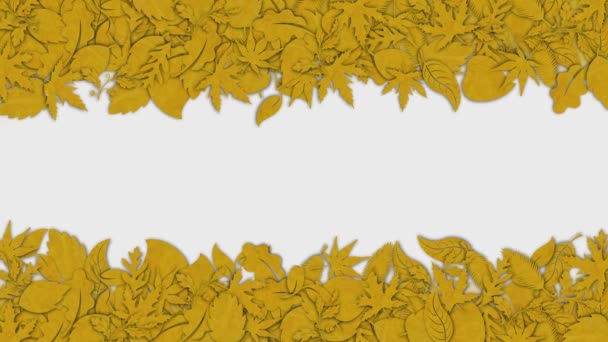 Golden Textured Leaves Green Background Nice Copy Space Gold Flowing — Vídeo de Stock