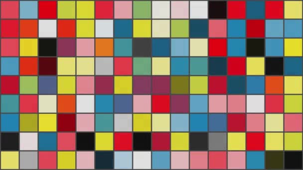 Piet Mondrian Inspired Background Squares Gradient Random Changing Square Grid — Vídeo de stock