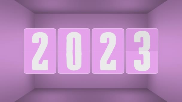 Flip Clock Switches Year 2022 2023 All Way 2029 Pink — Stock Video