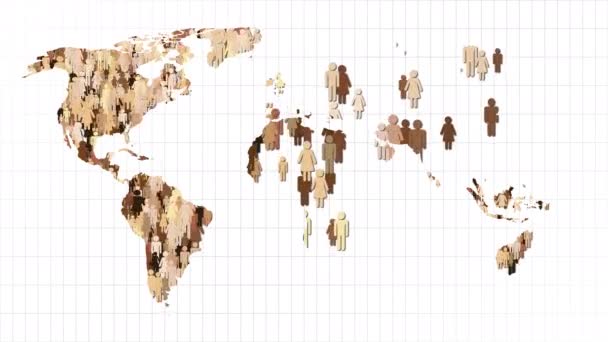 Weltbevölkerung Steigt Überbevölkerungsrate Die Geburtenrate Wächst Die Konturen Der Weltkarte — Stockvideo