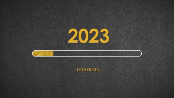 Cargando 2023 Feliz Año Nuevo Barra Progreso Oro Carga Barra — Vídeo de stock
