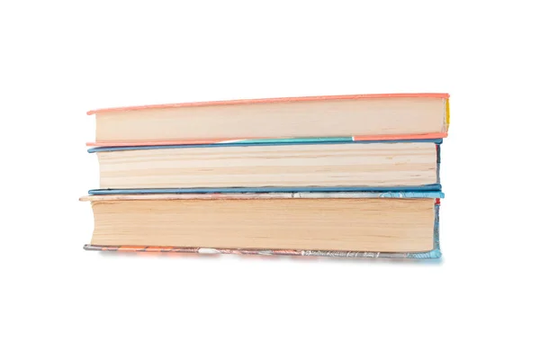 Livros Sobre Fundo Branco Close Empilhados Verticalmente — Fotografia de Stock