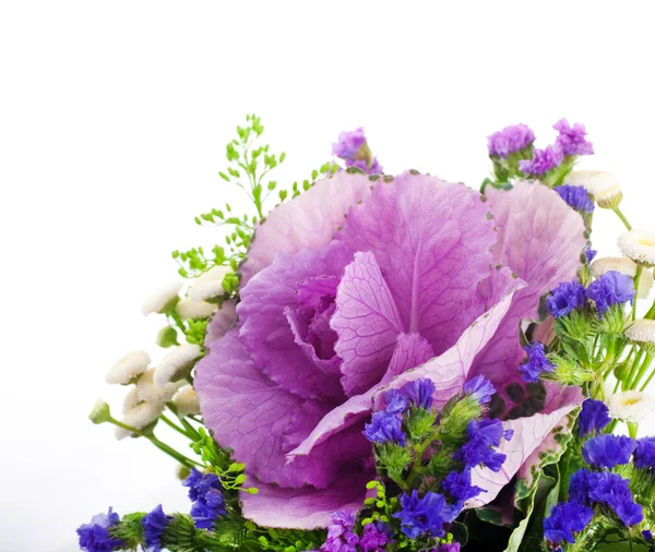 A spring decorative cabbage is in a bouquet, floral background — Stock Photo, Image