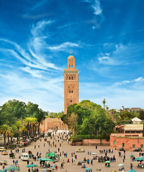 Main square of Marrakesh in old Medina. Morocco.