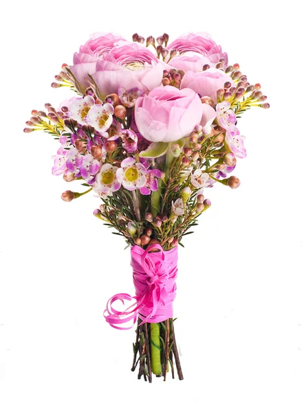 Απαλή μπουκέτο από ροζ τριαντάφυλλα και το μικρό λουλούδι — Φωτογραφία Αρχείου