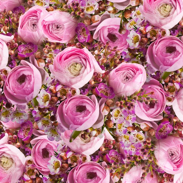 Ramo suave de rosas rosadas y flores pequeñas —  Fotos de Stock