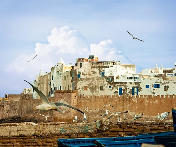 Blauwe vissersboten in Marokko — Stockfoto